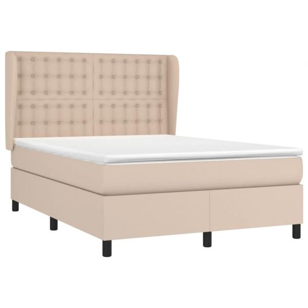 Boxspringbett Matratze Cappuccino-Braun 140x200cm Kunstleder