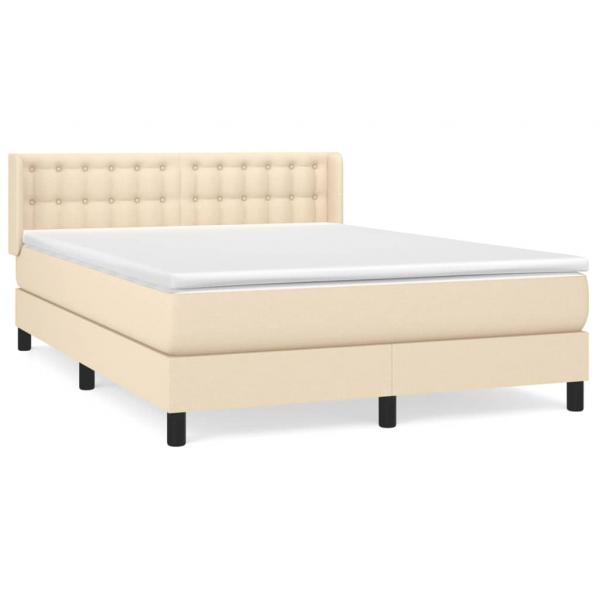 Boxspringbett mit Matratze Creme 140x200 cm Stoff