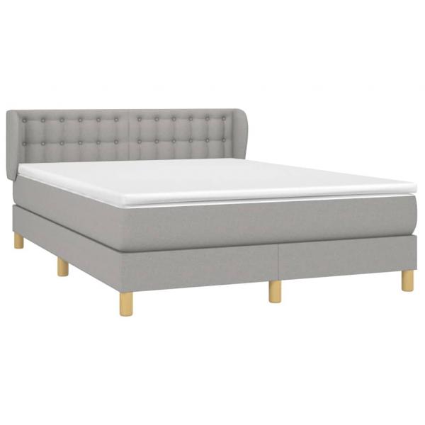 Boxspringbett mit Matratze Hellgrau 140x190 cm Stoff