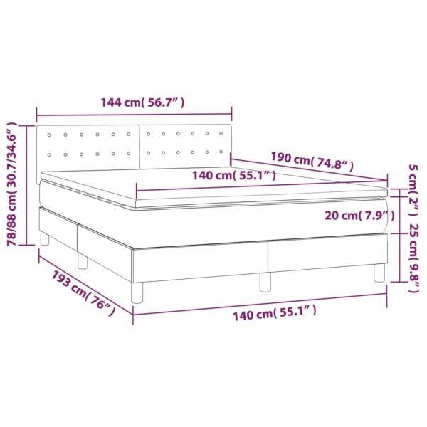 Boxspringbett mit Matratze & LED Weiß 140x190 cm Kunstleder