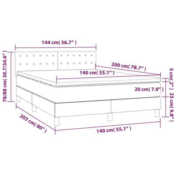 Boxspringbett mit Matratze & LED Cappuccino-Braun 140x200cm