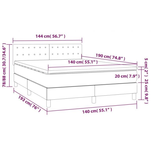 Boxspringbett mit Matratze & LED Grau 140x190 cm Kunstleder