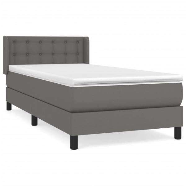 Boxspringbett mit Matratze Grau 90x190 cm Kunstleder