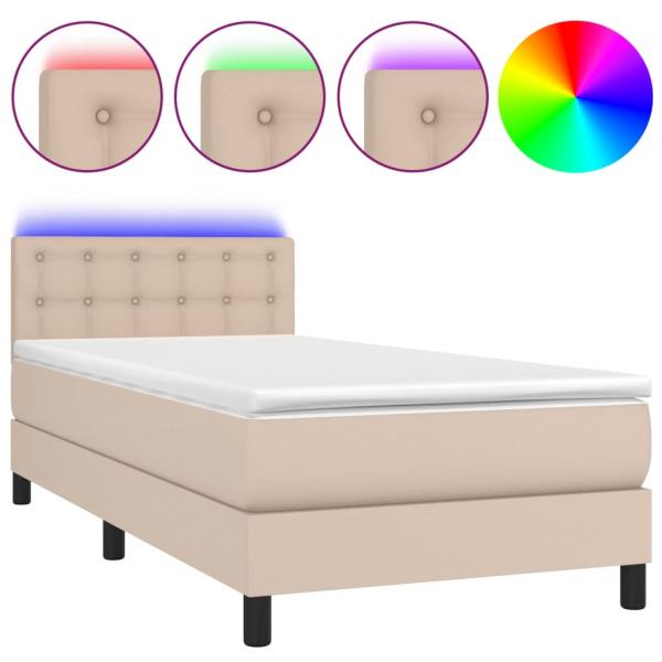 Boxspringbett mit Matratze & LED Cappuccino-Braun 90x200cm