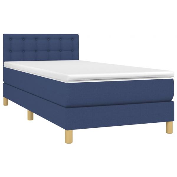 Boxspringbett mit Matratze & LED Blau 90x190 cm Stoff