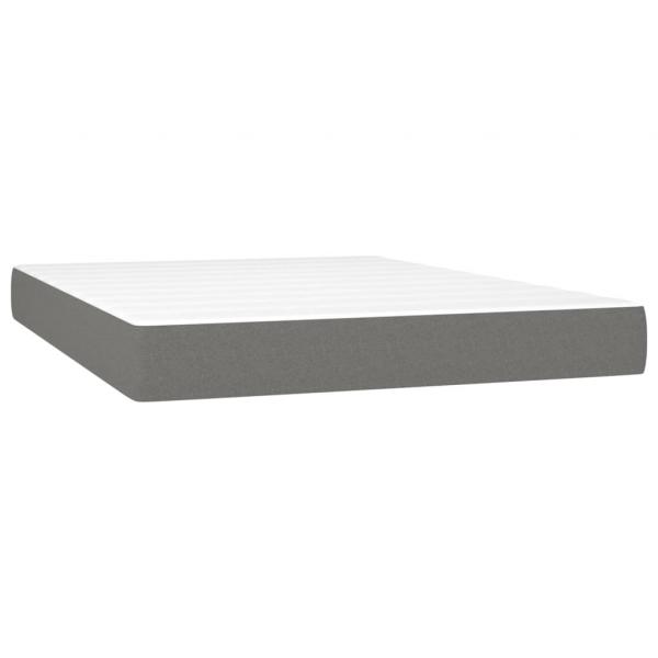 Boxspringbett mit Matratze & LED Dunkelgrau 140x190 cm Stoff