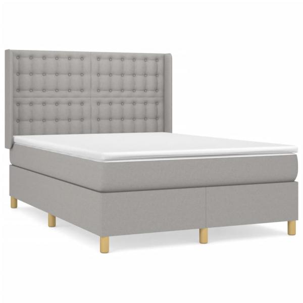 Boxspringbett mit Matratze Hellgrau 140x190 cm Stoff