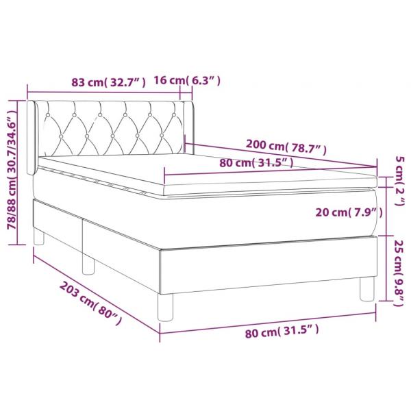 Boxspringbett mit Matratze Rosa 80x200 cm Samt