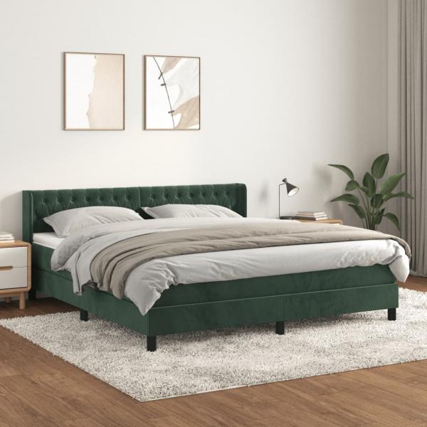 ARDEBO.de - Boxspringbett mit Matratze Dunkelgrün 180x200 cm Samt