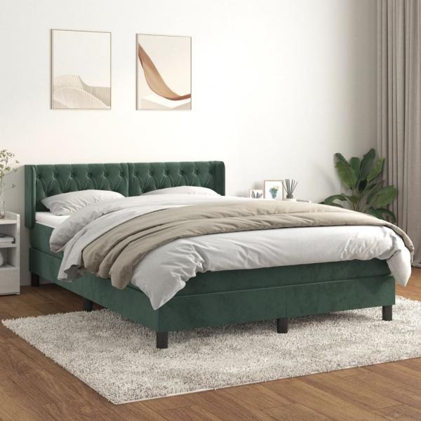 ARDEBO.de - Boxspringbett mit Matratze Dunkelgrün 140x200 cm Samt