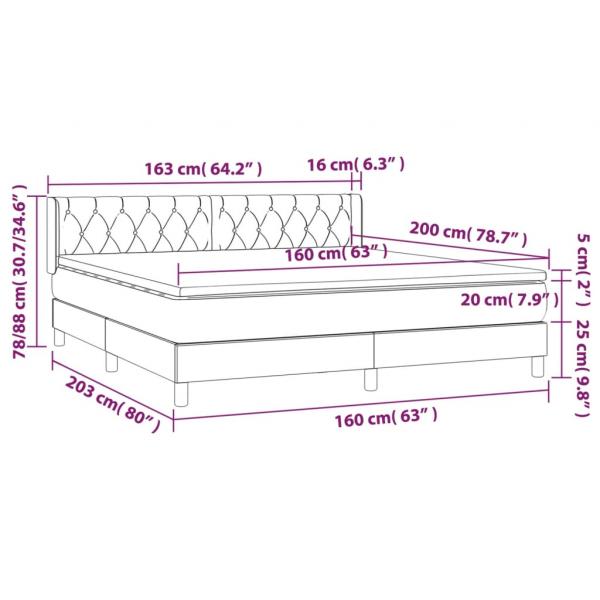 Boxspringbett mit Matratze Dunkelgrün 160x200 cm Samt