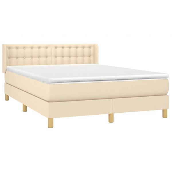 Boxspringbett mit Matratze Creme 140x200 cm Stoff