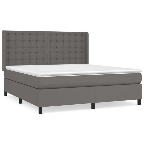 Boxspringbett mit Matratze Grau 160x200 cm Kunstleder