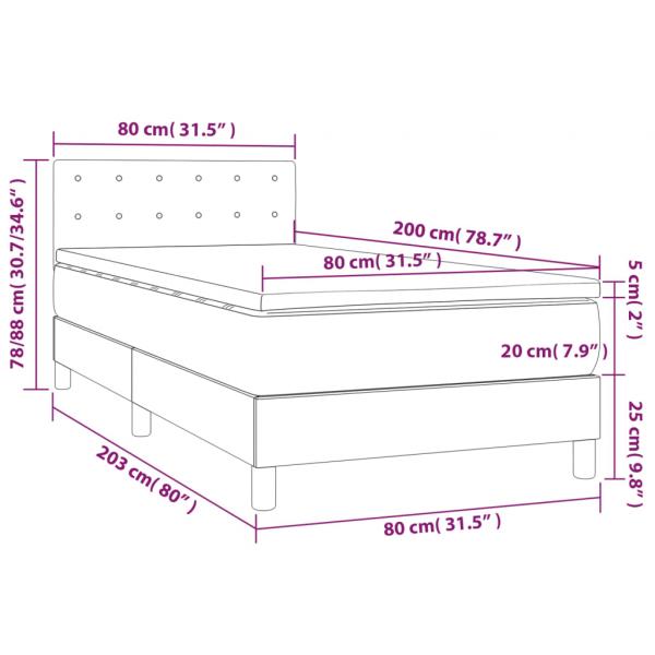 Boxspringbett mit Matratze & LED Rosa 80x200 cm Samt