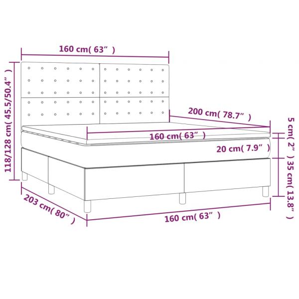 Boxspringbett mit Matratze & LED Weiß 160x200 cm Kunstleder