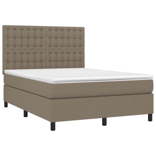 Boxspringbett mit Matratze & LED Taupe 140x200 cm Stoff