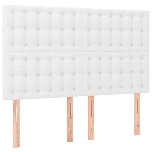 Boxspringbett mit Matratze & LED Weiß 140x190 cm Kunstleder