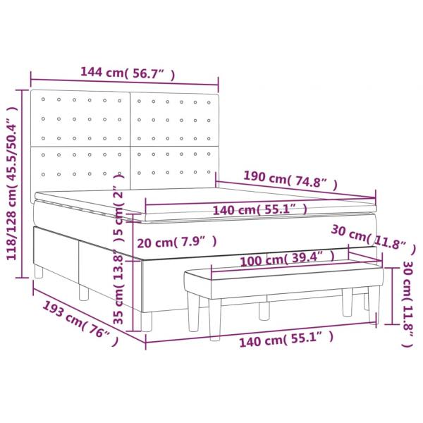 Boxspringbett mit Matratze Hellgrau 140x190 cm Stoff