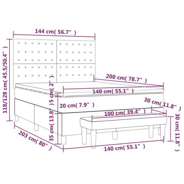 Boxspringbett mit Matratze Dunkelgrau 140x200 cm Stoff