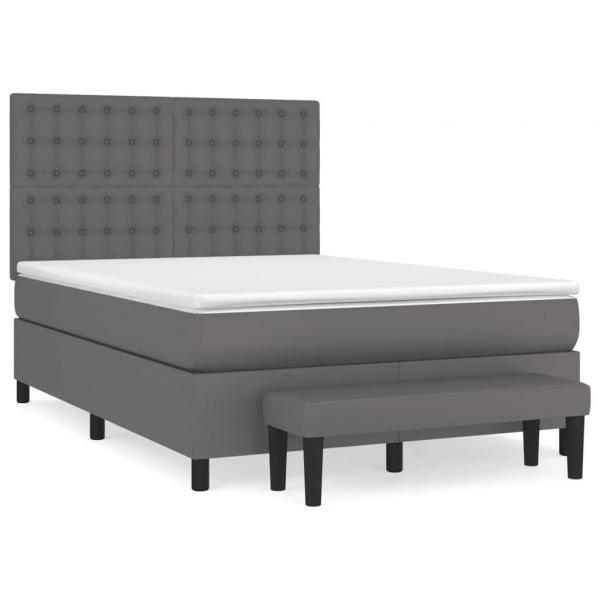 Boxspringbett mit Matratze Grau 140x190 cm Kunstleder