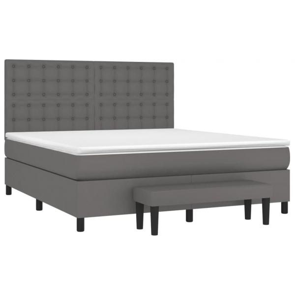 Boxspringbett mit Matratze Grau 160x200 cm Kunstleder