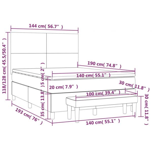 Boxspringbett mit Matratze Dunkelgrau 140x190 cm Samt