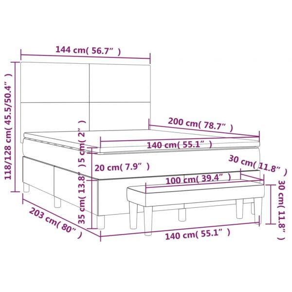 Boxspringbett mit Matratze Dunkelgrau 140x200 cm Samt