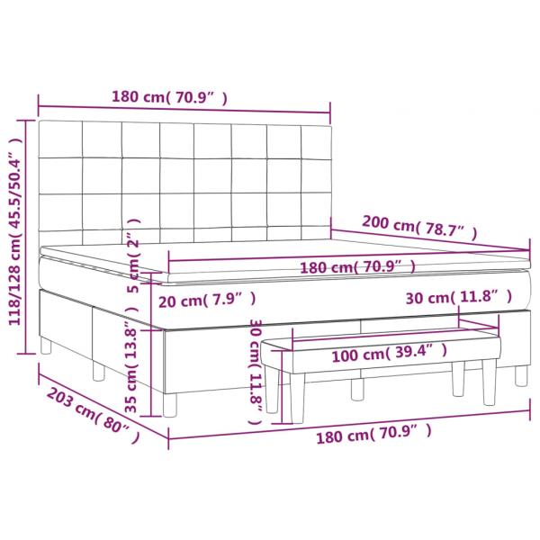 Boxspringbett mit Matratze Schwarz 180x200 cm Samt