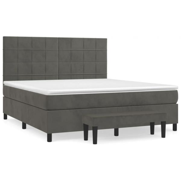 Boxspringbett mit Matratze Dunkelgrau 180x200 cm Samt