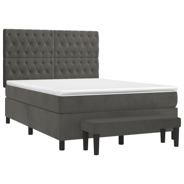 Boxspringbett mit Matratze Dunkelgrau 140x190 cm Samt