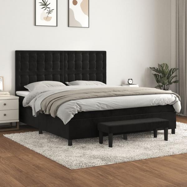 ARDEBO.de - Boxspringbett mit Matratze Schwarz 160x200 cm Samt