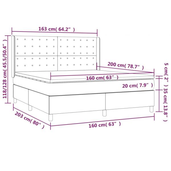 Boxspringbett mit Matratze & LED Weiß 160x200 cm Kunstleder