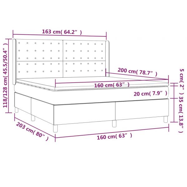 Boxspringbett mit Matratze & LED Schwarz 160x200 cm Kunstleder