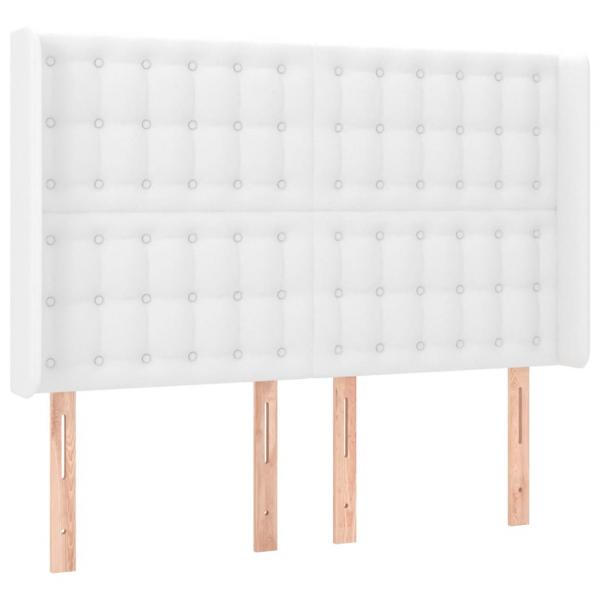 Boxspringbett mit Matratze & LED Weiß 140x200 cm Kunstleder