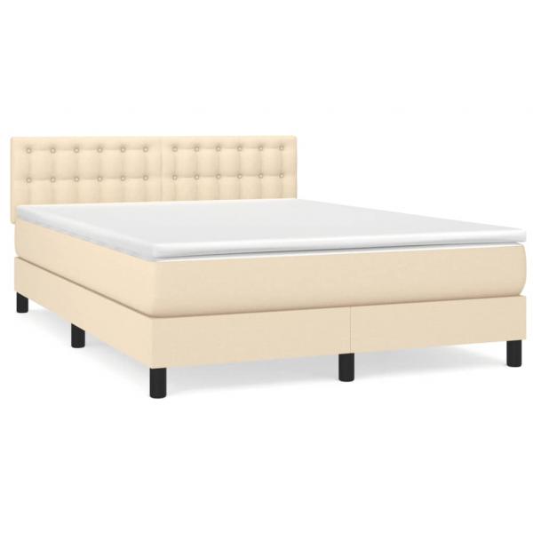 Boxspringbett mit Matratze Creme 140x190 cm Stoff