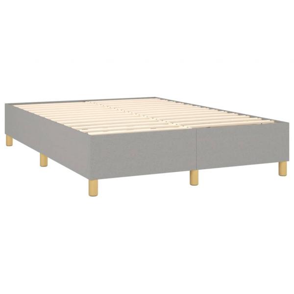 Boxspringbett mit Matratze & LED Hellgrau 140x190 cm Stoff