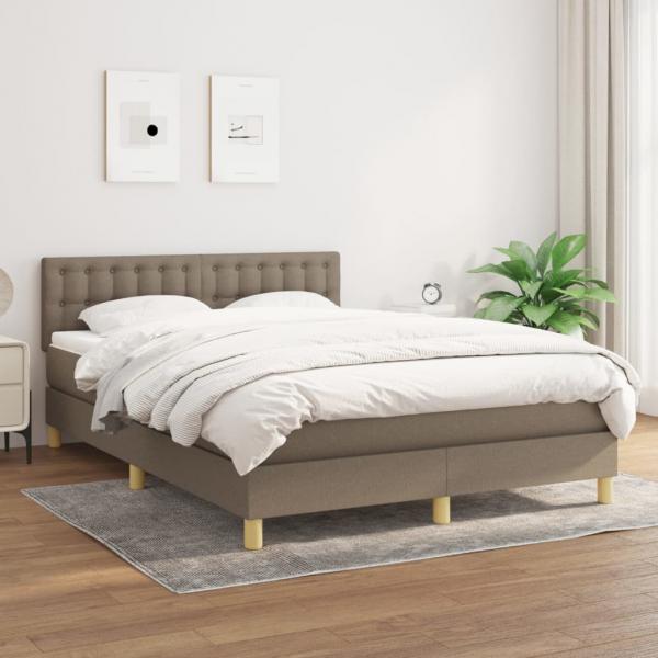 ARDEBO.de - Boxspringbett mit Matratze Taupe 140x190 cm Stoff