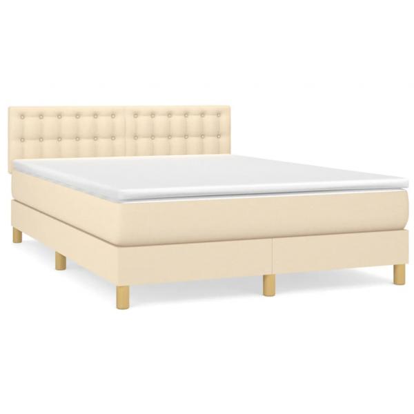 Boxspringbett mit Matratze Creme 140x190 cm Stoff