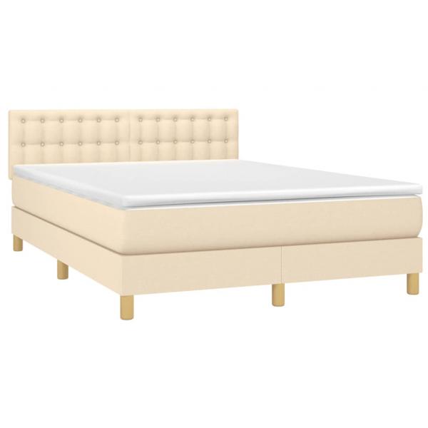 Boxspringbett mit Matratze Creme 140x190 cm Stoff