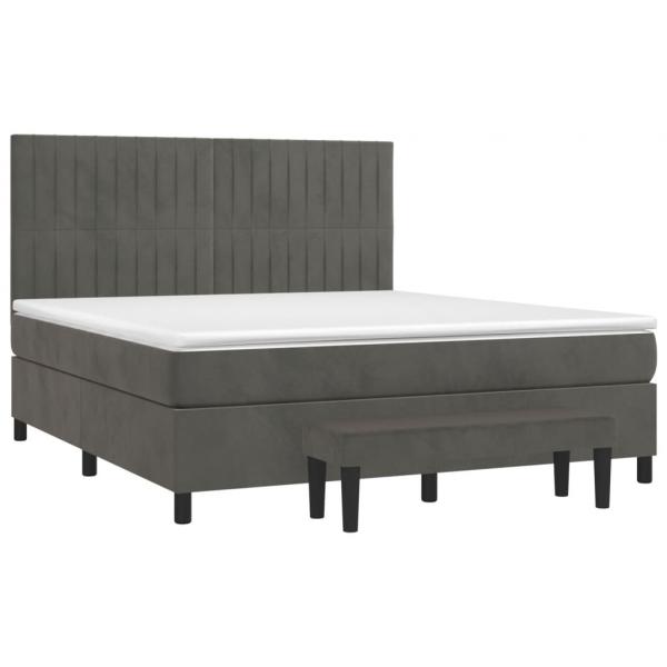 Boxspringbett mit Matratze Dunkelgrau 180x200 cm Samt