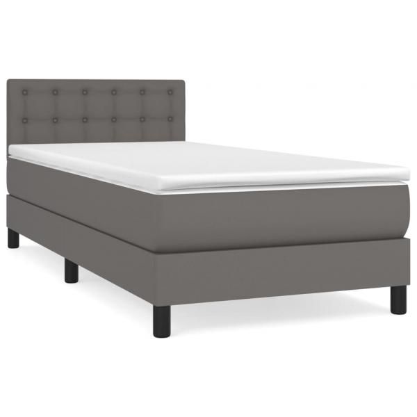 Boxspringbett mit Matratze Grau 90x190 cm Kunstleder