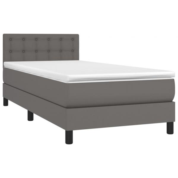 Boxspringbett mit Matratze Grau 90x190 cm Kunstleder