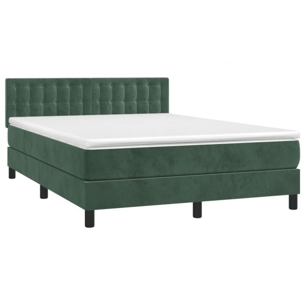 Boxspringbett mit Matratze Dunkelgrün 140x190 cm Samt