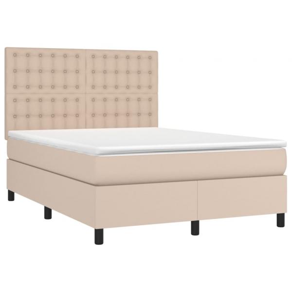 Boxspringbett Matratze Cappuccino-Braun 140x200cm Kunstleder