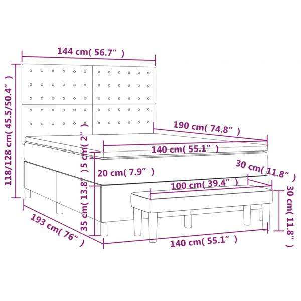 Boxspringbett mit Matratze Dunkelgrau 140x190 cm Stoff