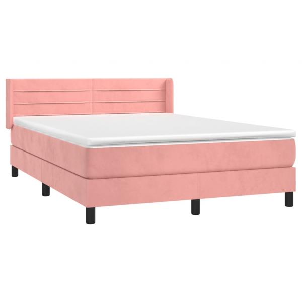 Boxspringbett mit Matratze Rosa 140x190 cm Samt