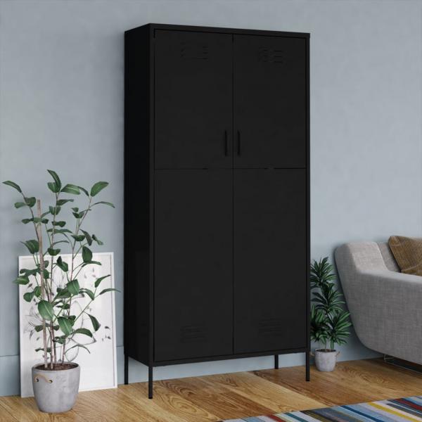 ARDEBO.de - Kleiderschrank Schwarz 90x50x180 cm Stahl   