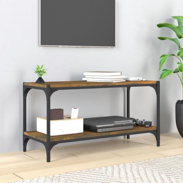 ARDEBO.de - TV-Schrank Räuchereiche 80x33x41 cm Holzwerkstoff und Stahl