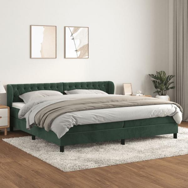 ARDEBO.de - Boxspringbett mit Matratze Dunkelgrün 200x200 cm Samt