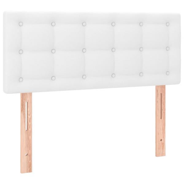 Boxspringbett mit Matratze & LED Weiß 90x190 cm Kunstleder